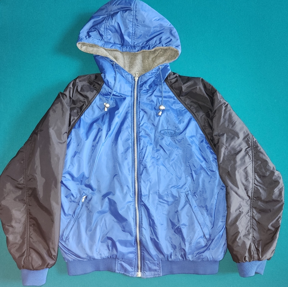 Vintage Snowboarding Jacket ZONZ Jeans Hoodie Navy Blue Grey Black Size Medium